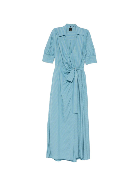 Pinko Striped Tie Waist Maxi Shirt Dress