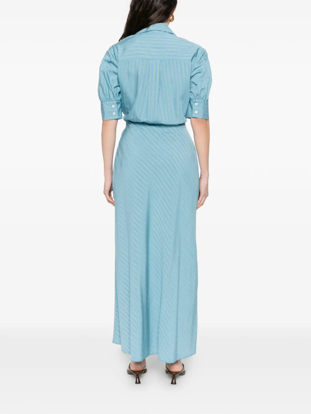 Pinko Striped Tie Waist Maxi Shirt Dress