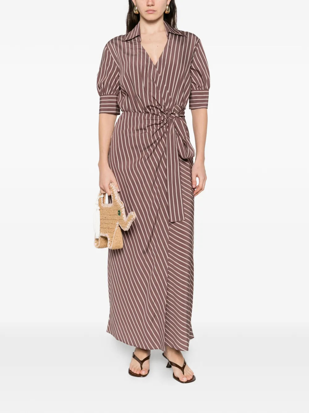 Pinko Striped Maxi Shirt Dress