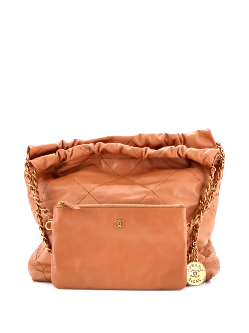 Chanel Pre Owned 22 Chain Quilted Calfskin Small Hobo Bag