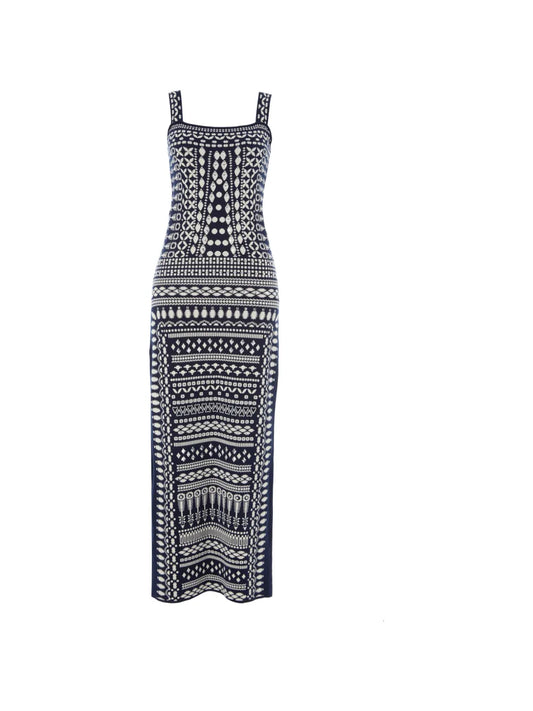 Temperley London Strappy Patterned Knitted Dress