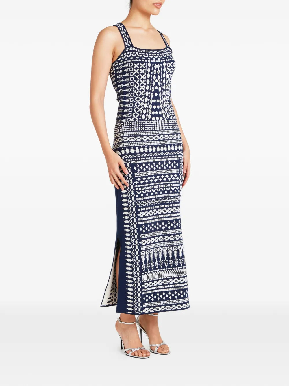Temperley London Strappy Patterned Knitted Dress