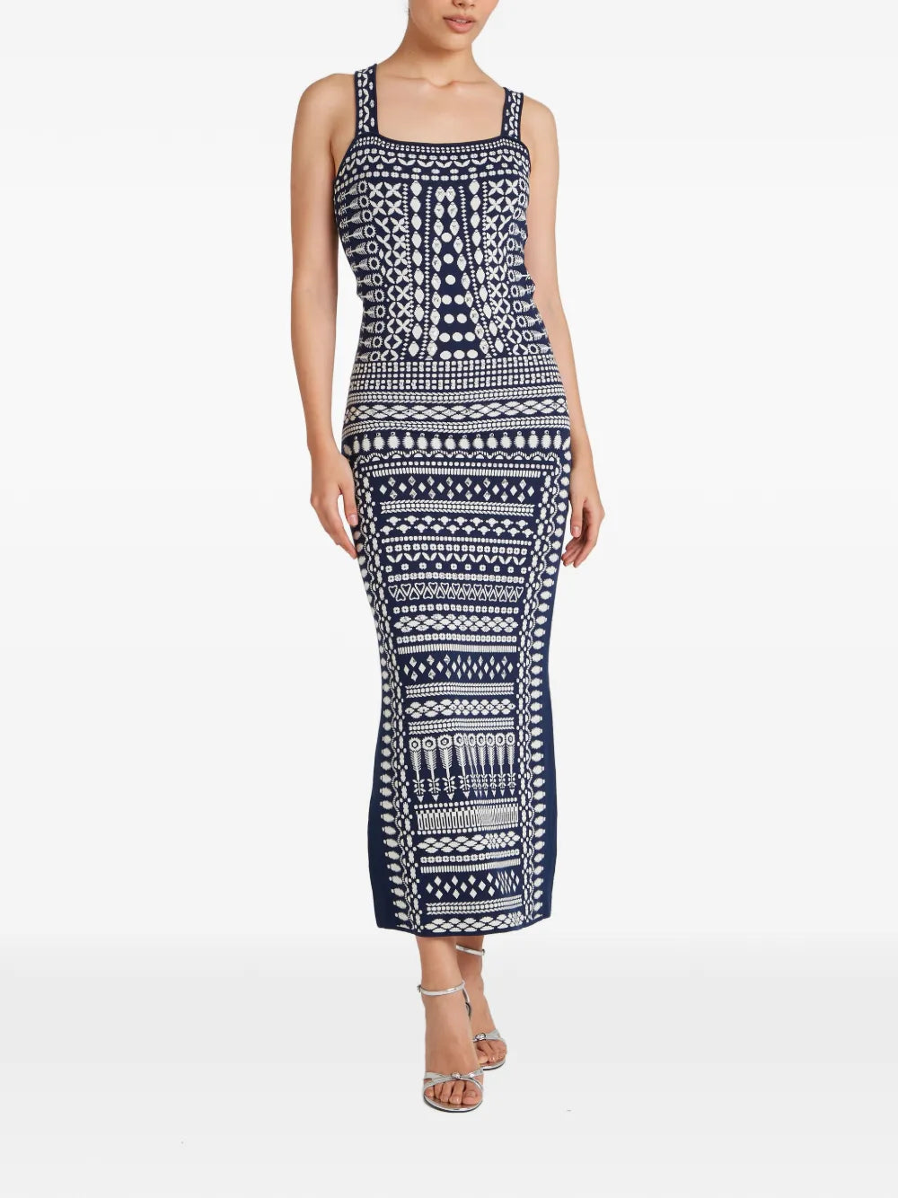 Temperley London Strappy Patterned Knitted Dress