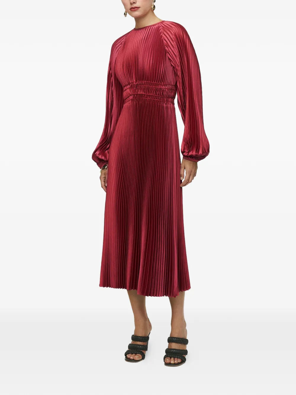 Joseph Ortiz Pleated Woven Midi Dress