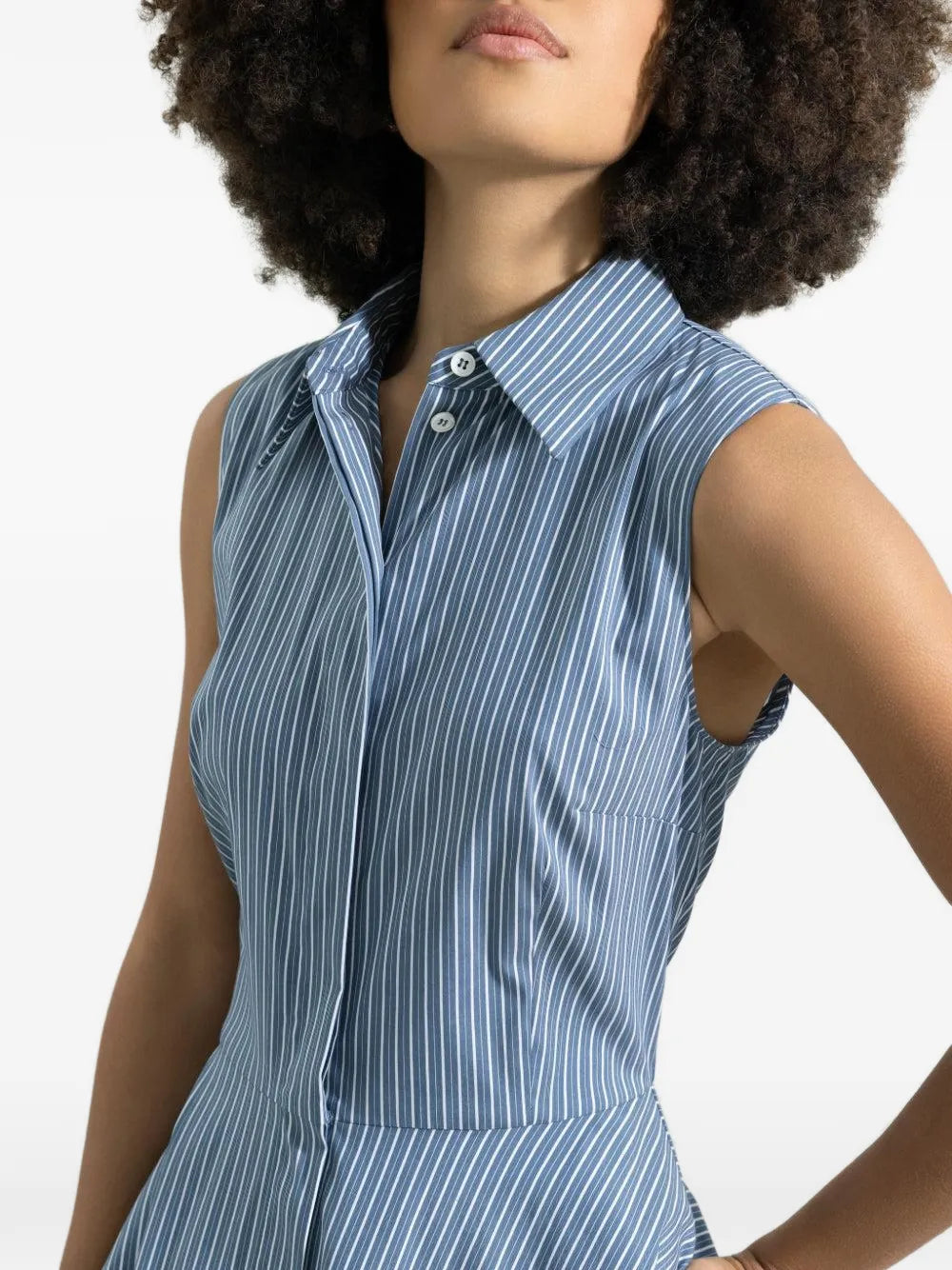 Michael Kors Collection Striped Sleeveless Midi Dress
