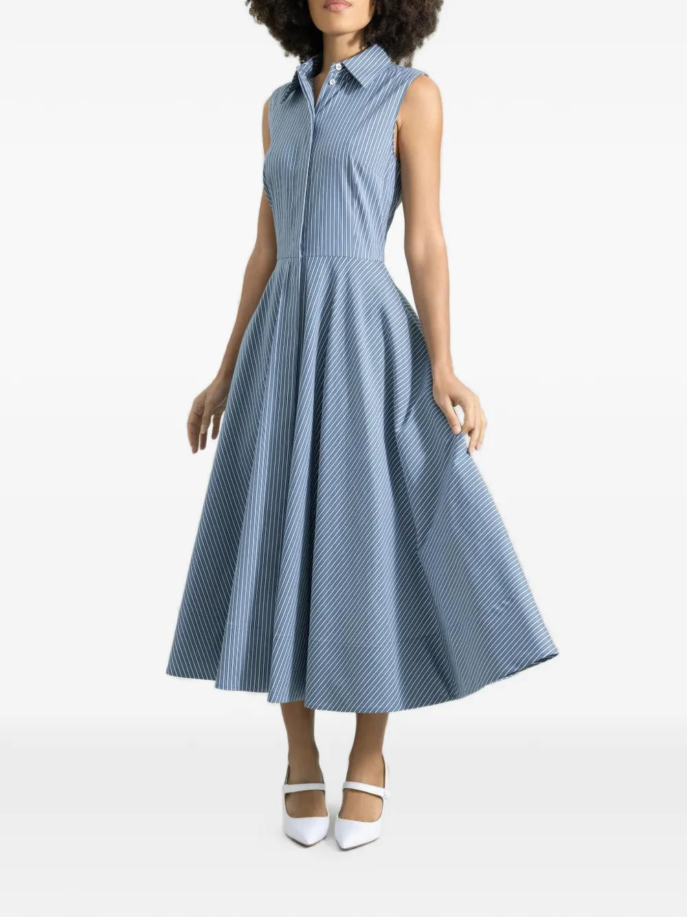 Michael Kors Collection Striped Sleeveless Midi Dress