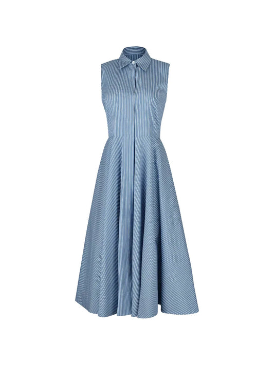Michael Kors Collection Striped Sleeveless Midi Dress