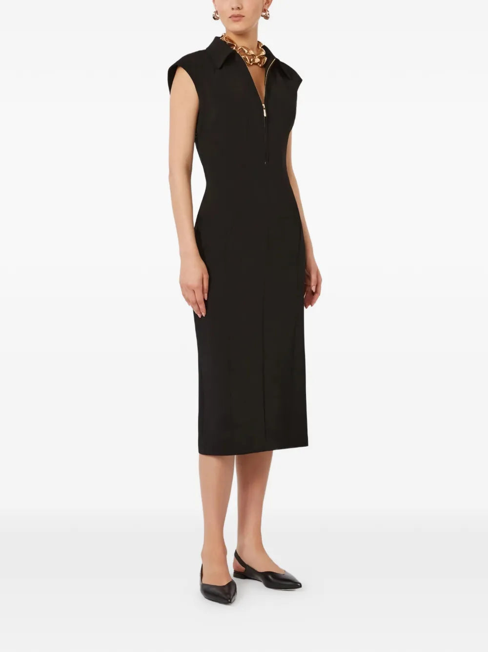 Max Mara Mstalga Collared Zip Fastening Midi Dress