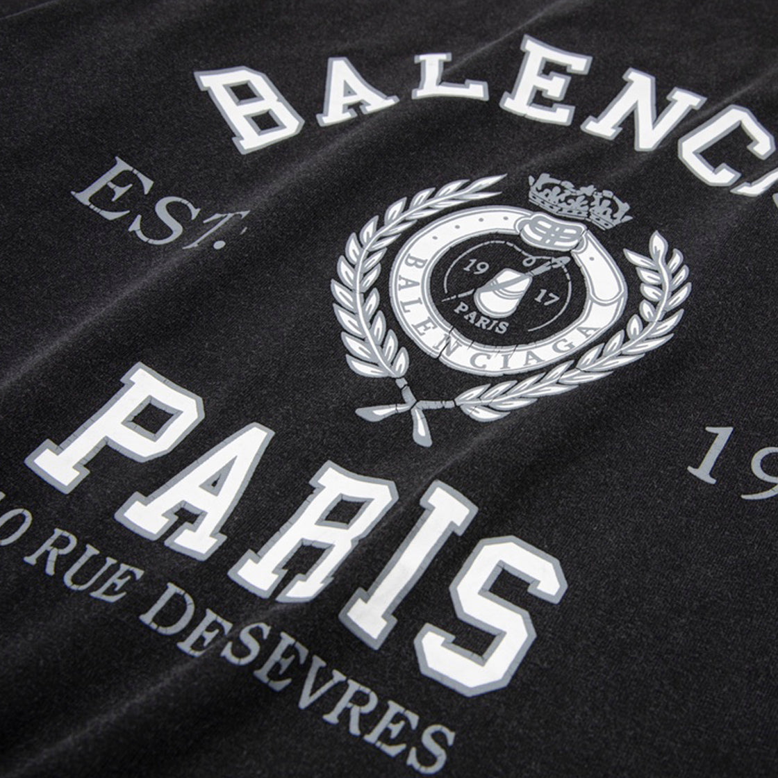 Balenciaga Est. 1917 Paris Crest T-Shirt in Black & White