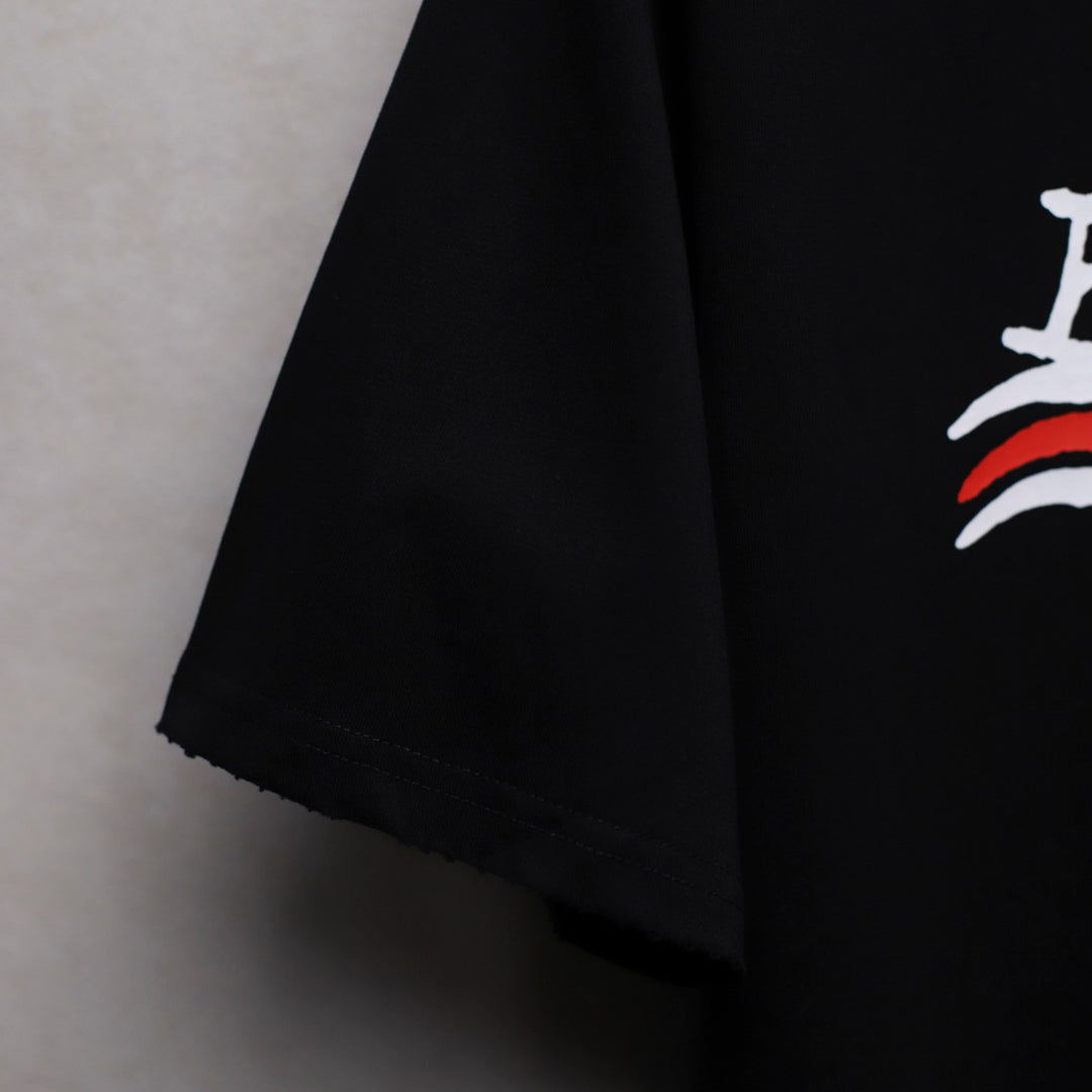 Balenciaga Handwritten Wave Logo T-Shirt in Black & White
