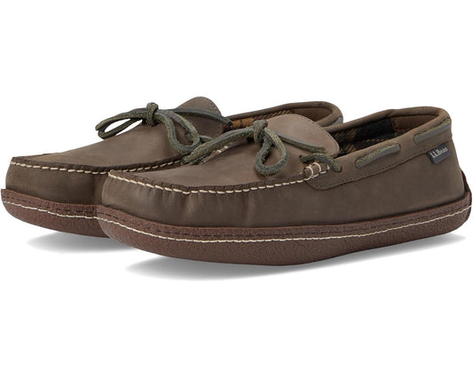 Men's L.L.Bean Hand Sewn Slippers Flannel-Lined Graphite