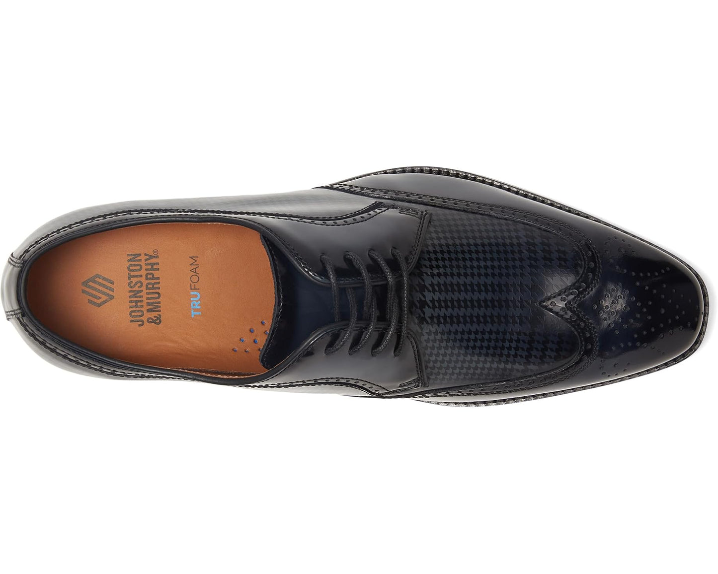 Men's Johnston & Murphy Sullivan Wingtip Black Brush-off Houndstooth Calfskin