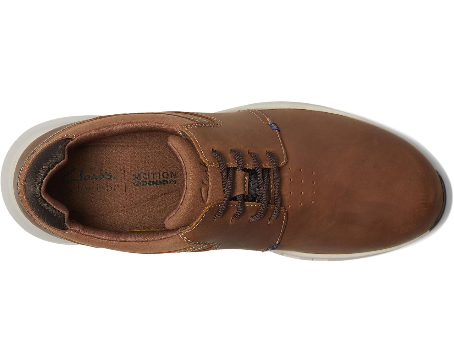 Men's Clarks Motion Trek Plain Toe Dark Tan Leather