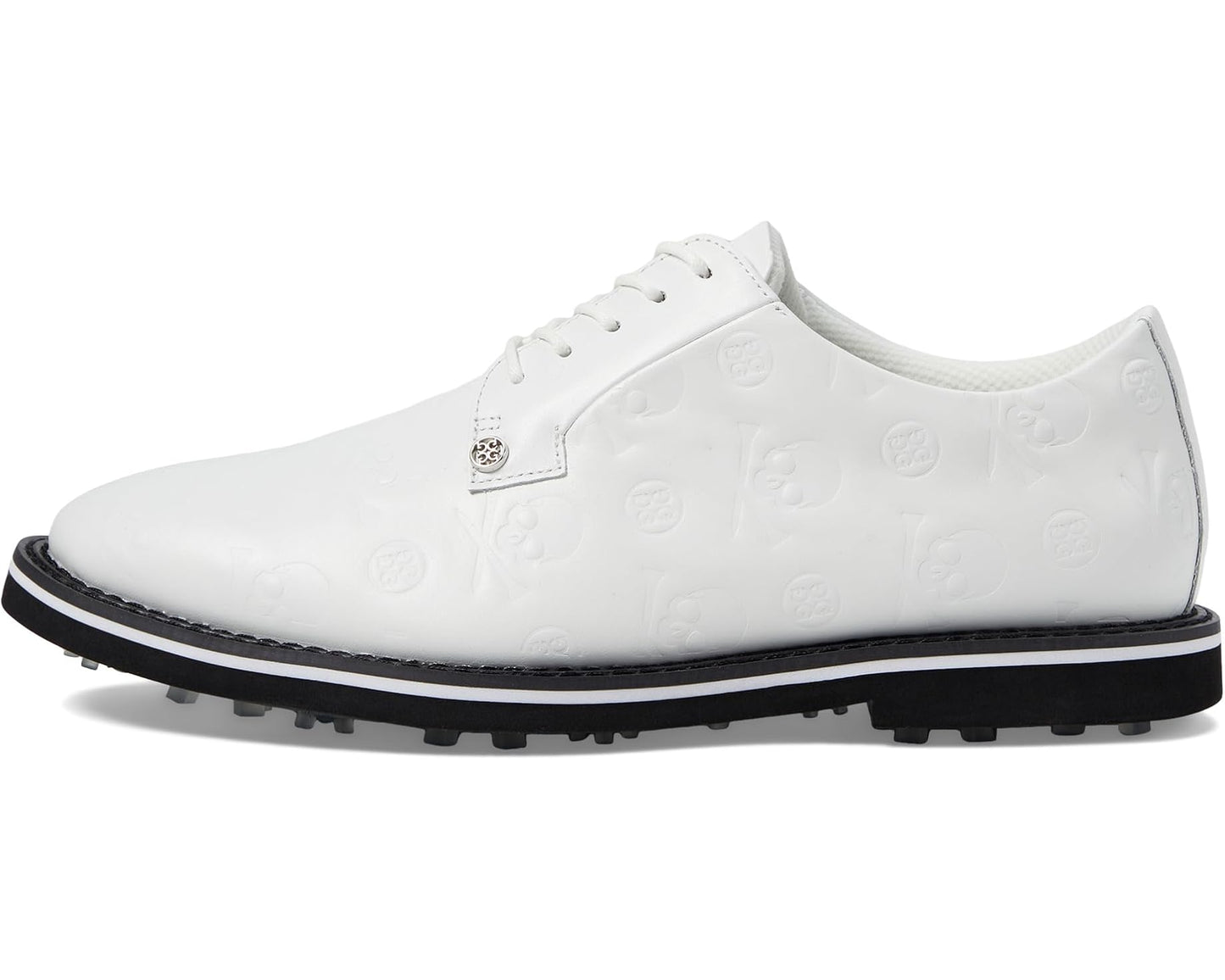 Men's GFORE Gallivanter Debossed Skull & Ts Leather Golf Shoes Snow/Onyx