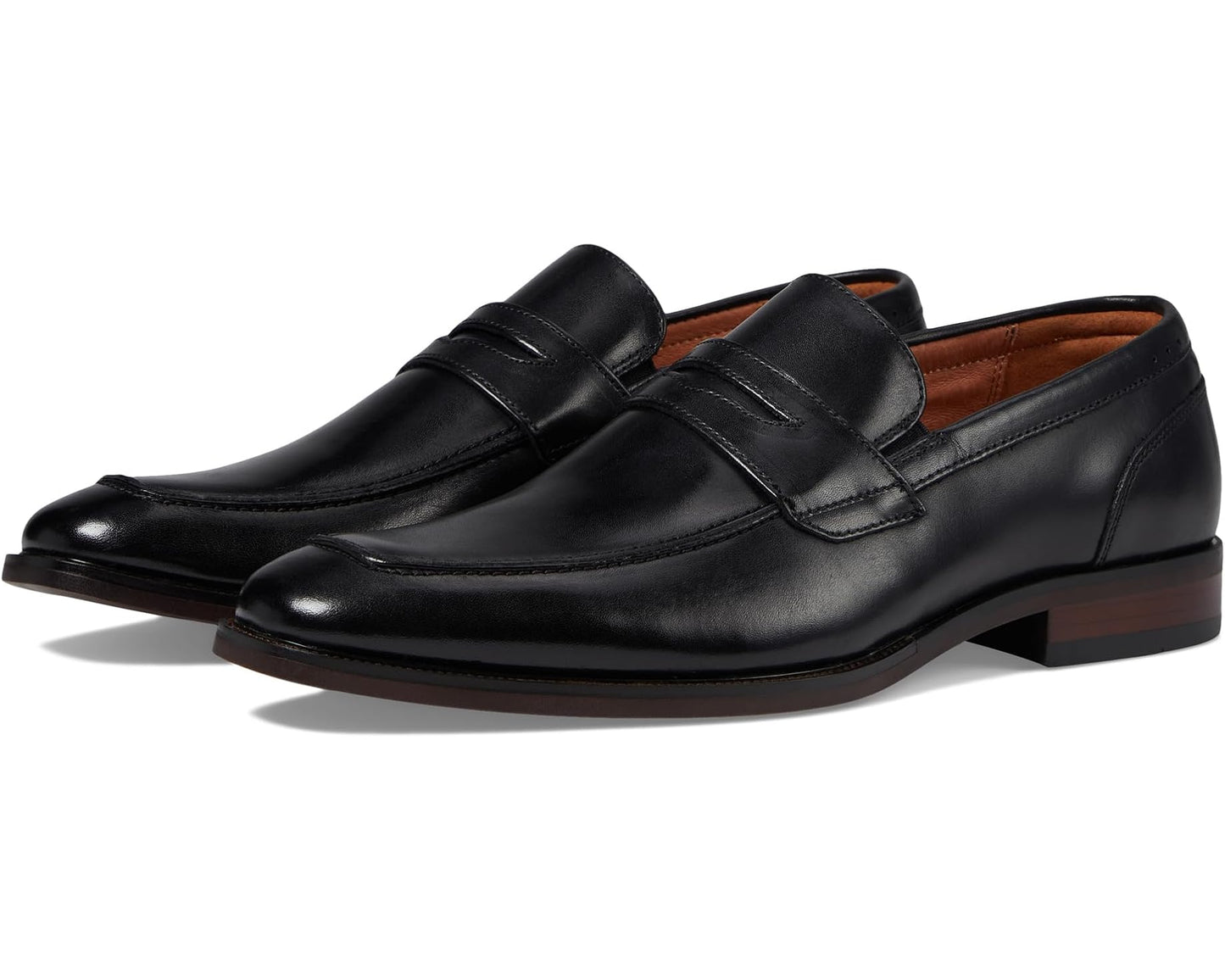 Men's Florsheim Sorrento Moc Toe Penny Loafers Black Smooth