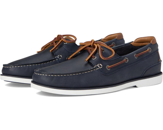 Men's Johnston & Murphy Ventura 2-Eye Boat Shoe Navy Full Grain
