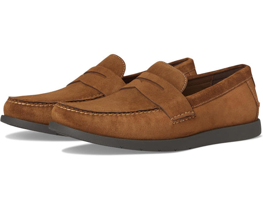 Men's Cole Haan Brower Penny Loafers Spiced Brown Suede/Raven Water Resistant