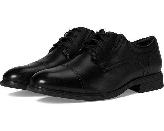 Men's Clarks Steadwell Cap Black Leather