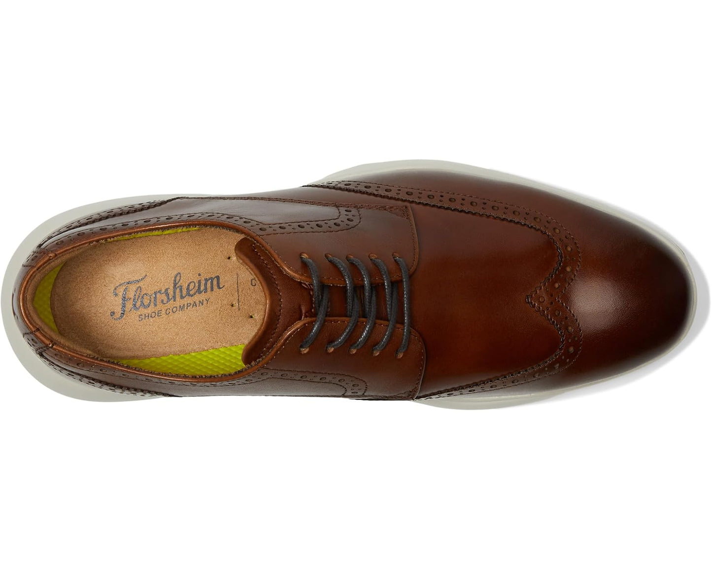 Men's Florsheim Dash Wing Tip Sneaker Sole Oxford Cognac Smooth Leather/White Sole