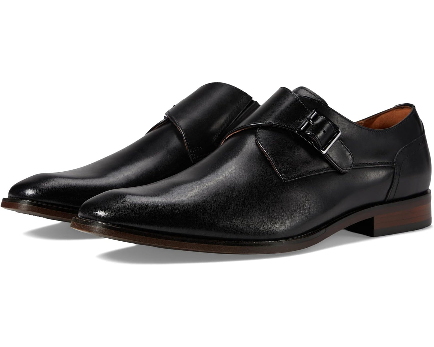 Men's Florsheim Sorrento Plain Toe Single Monk Strap Black Smooth