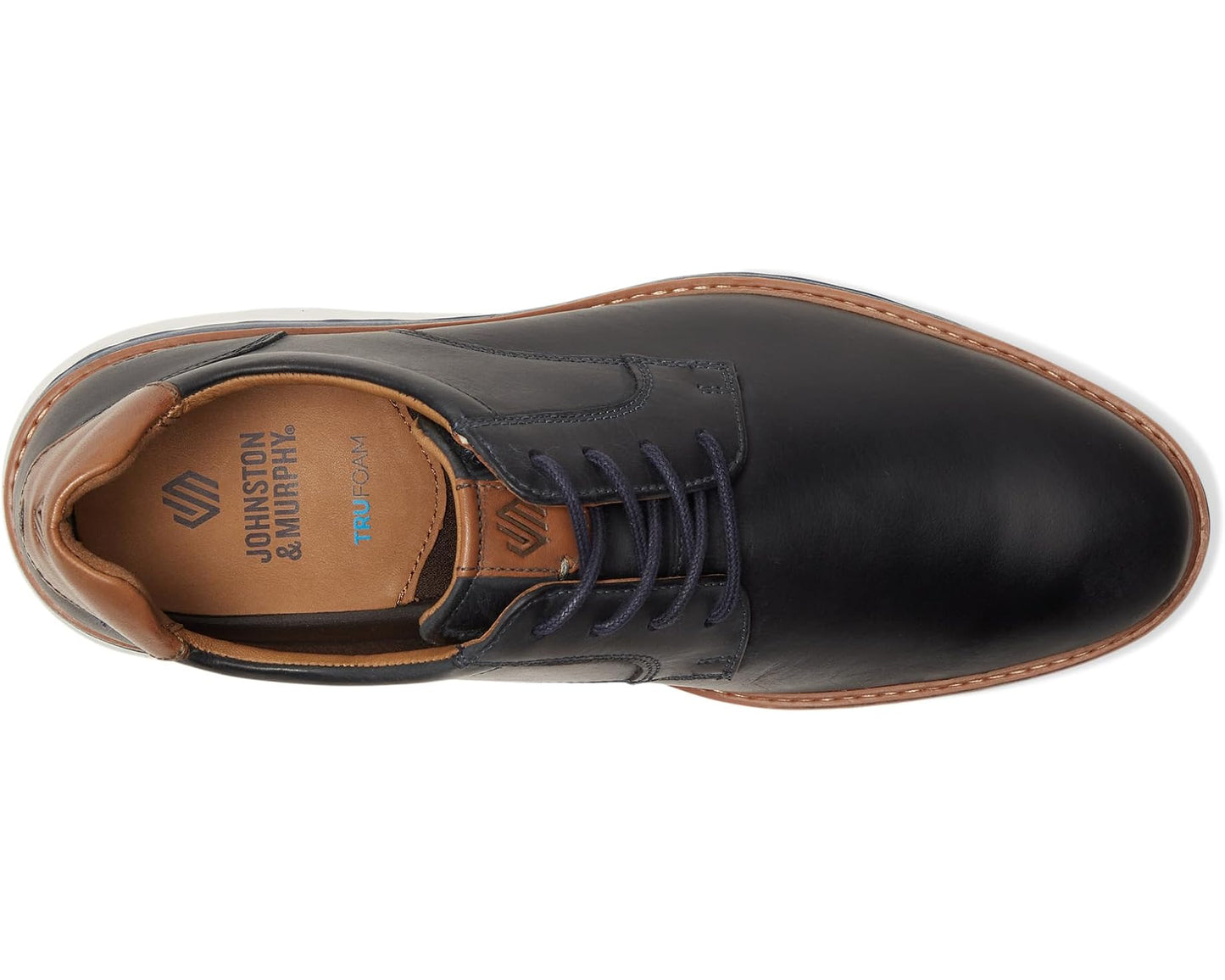Men's Johnston & Murphy Braxton Plain Toe Navy Oiled Full Grain