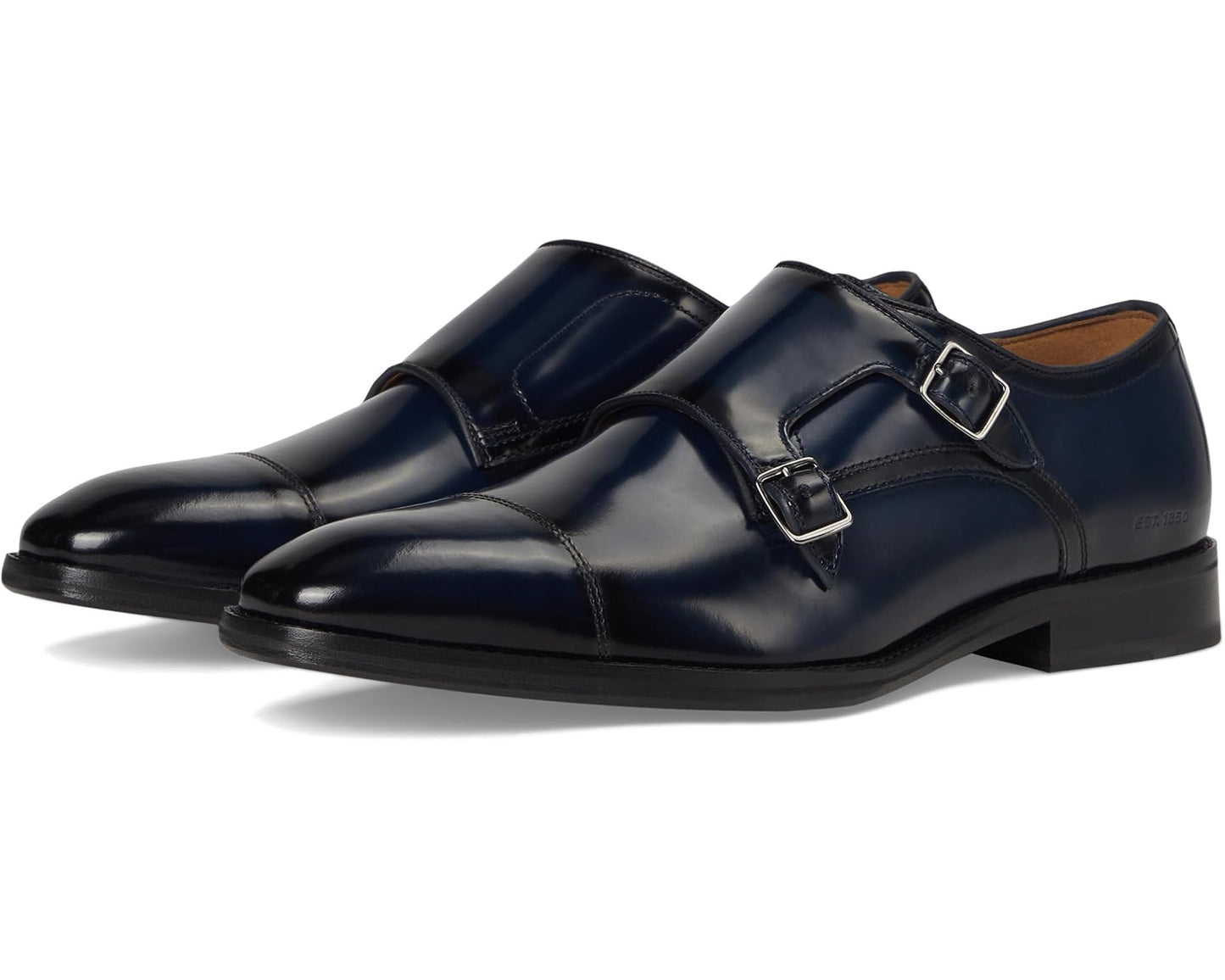 Men's Johnston & Murphy Sullivan Double Buckle Cap Toe Navy Italian Calkskin