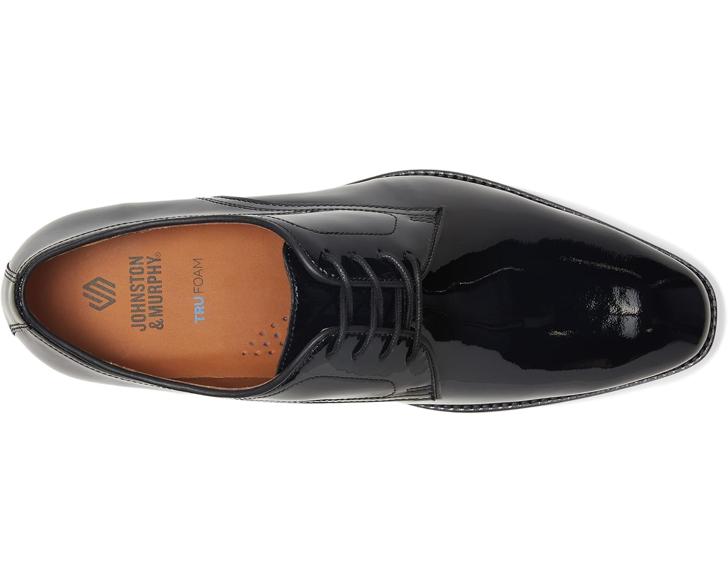 Men's Johnston & Murphy Sullivan Plain Toe Black Italian Patent Calfskin