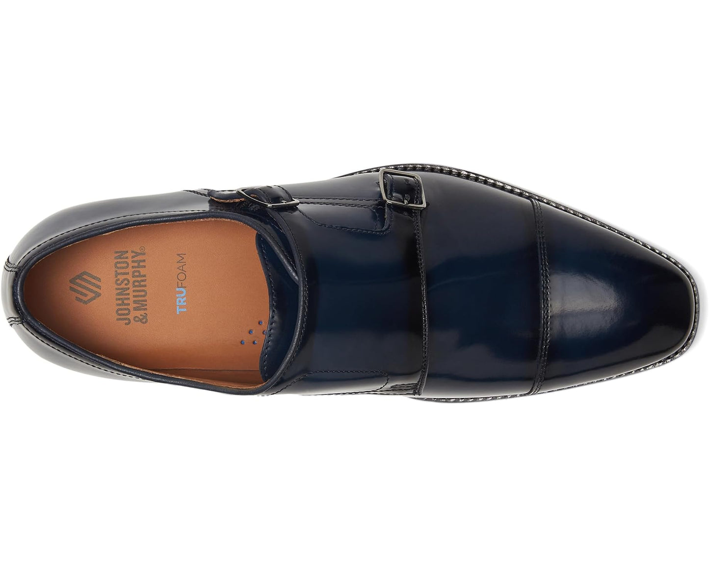 Men's Johnston & Murphy Sullivan Double Buckle Cap Toe Navy Italian Calkskin