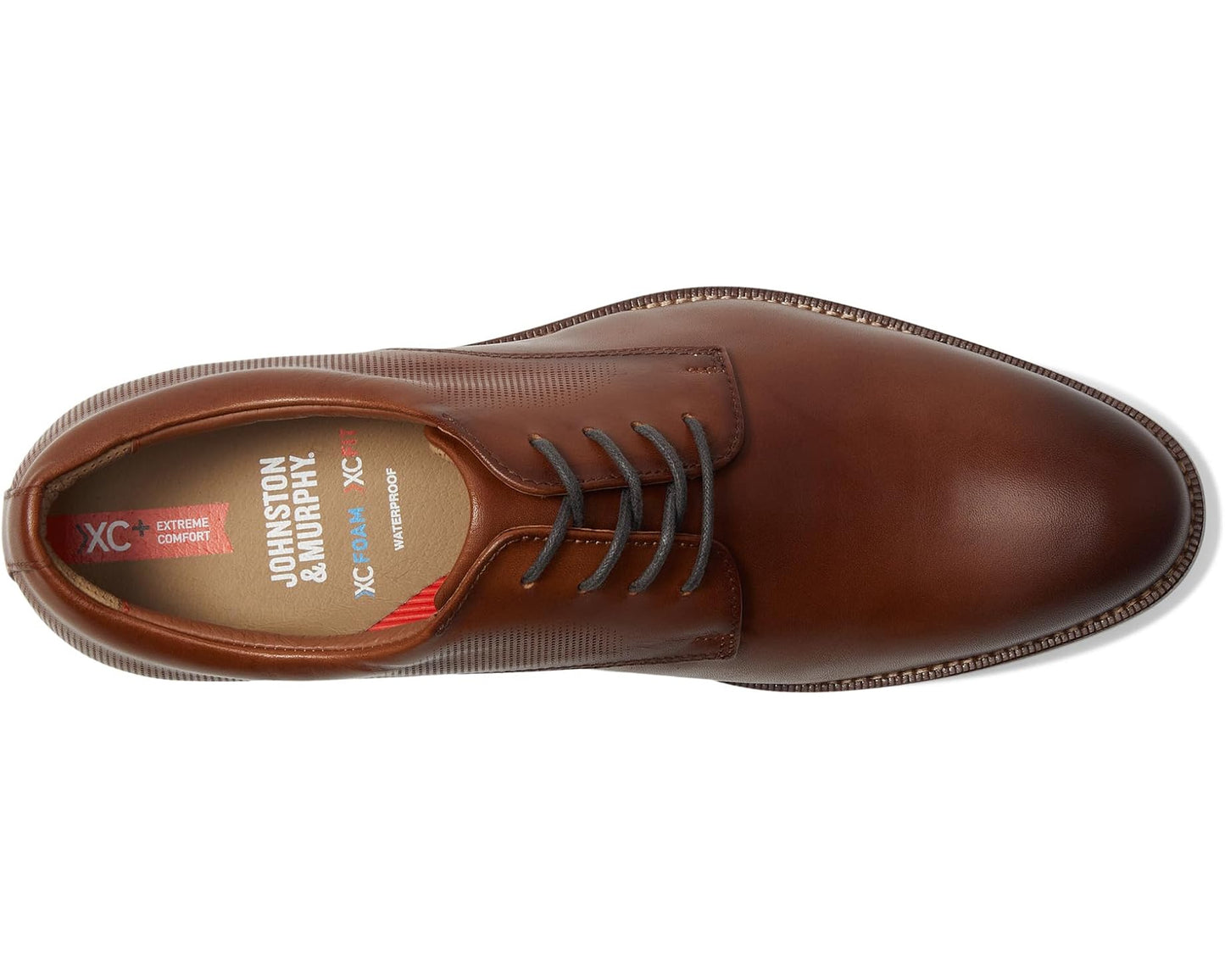 Men's Johnston & Murphy Xc Copley Plain Toe Cognac Waterproof Embossed Full Grain