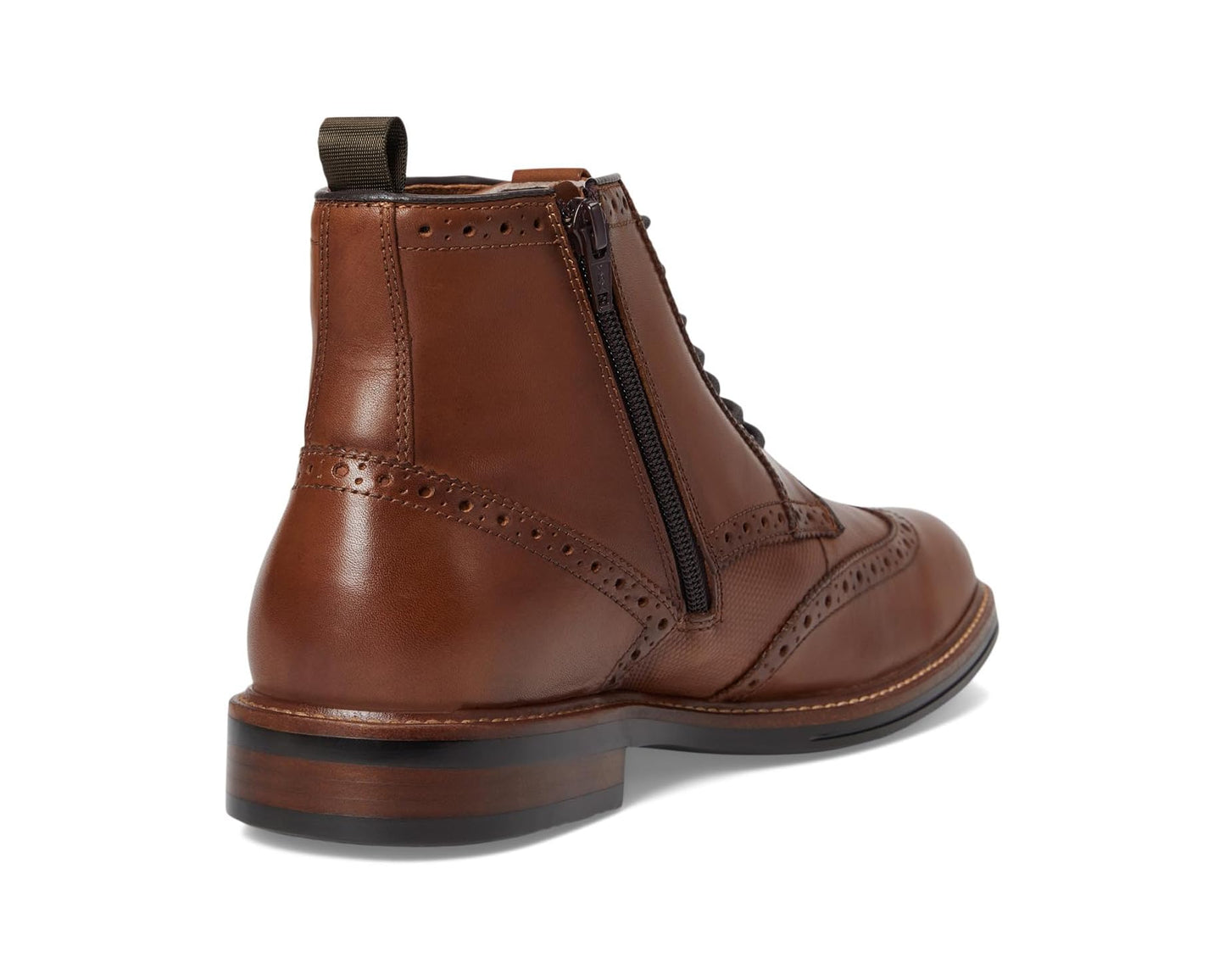 Men's Johnston & Murphy XC+ Durham Embossed Wing Tip Shearling Boots Cognac Waterproof Full Grain/Shearling