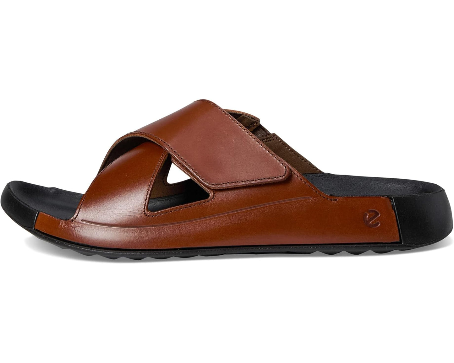 Men's ECCO Cozmo Two Band Cross Slide Sandal Cognac