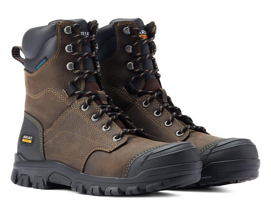 Men's Ariat Treadfast 8 Waterproof Work Boots Dark Brown