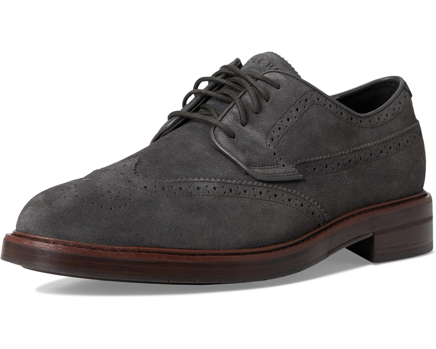 Men's Cole Haan Judson Grand Wingtip Oxfords Raven Suede/Dark Natural