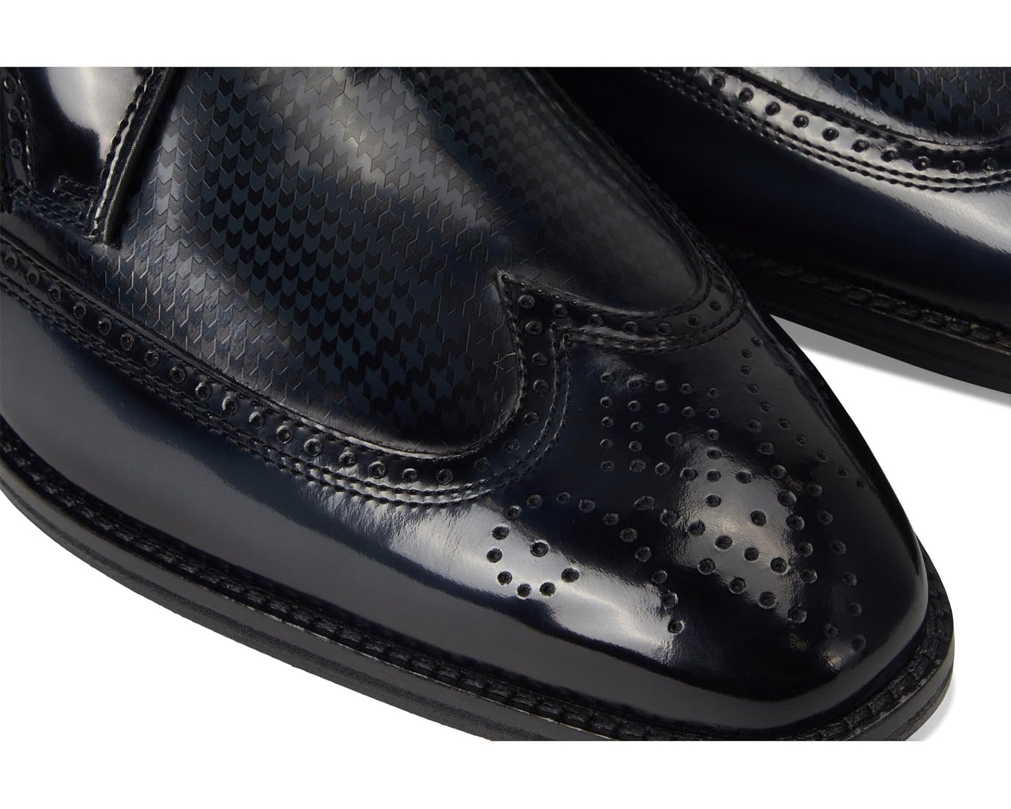 Men's Johnston & Murphy Sullivan Wingtip Black Brush-off Houndstooth Calfskin
