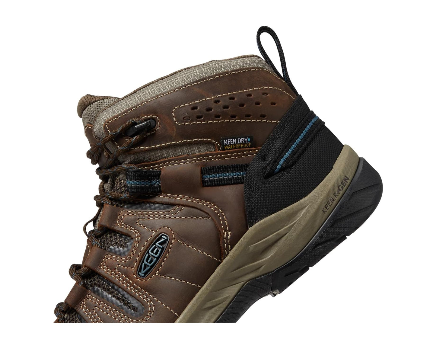 Men's KEEN Utility Flint II Mid Waterproof (Steel Toe) Cascade Brown/Orion Blue