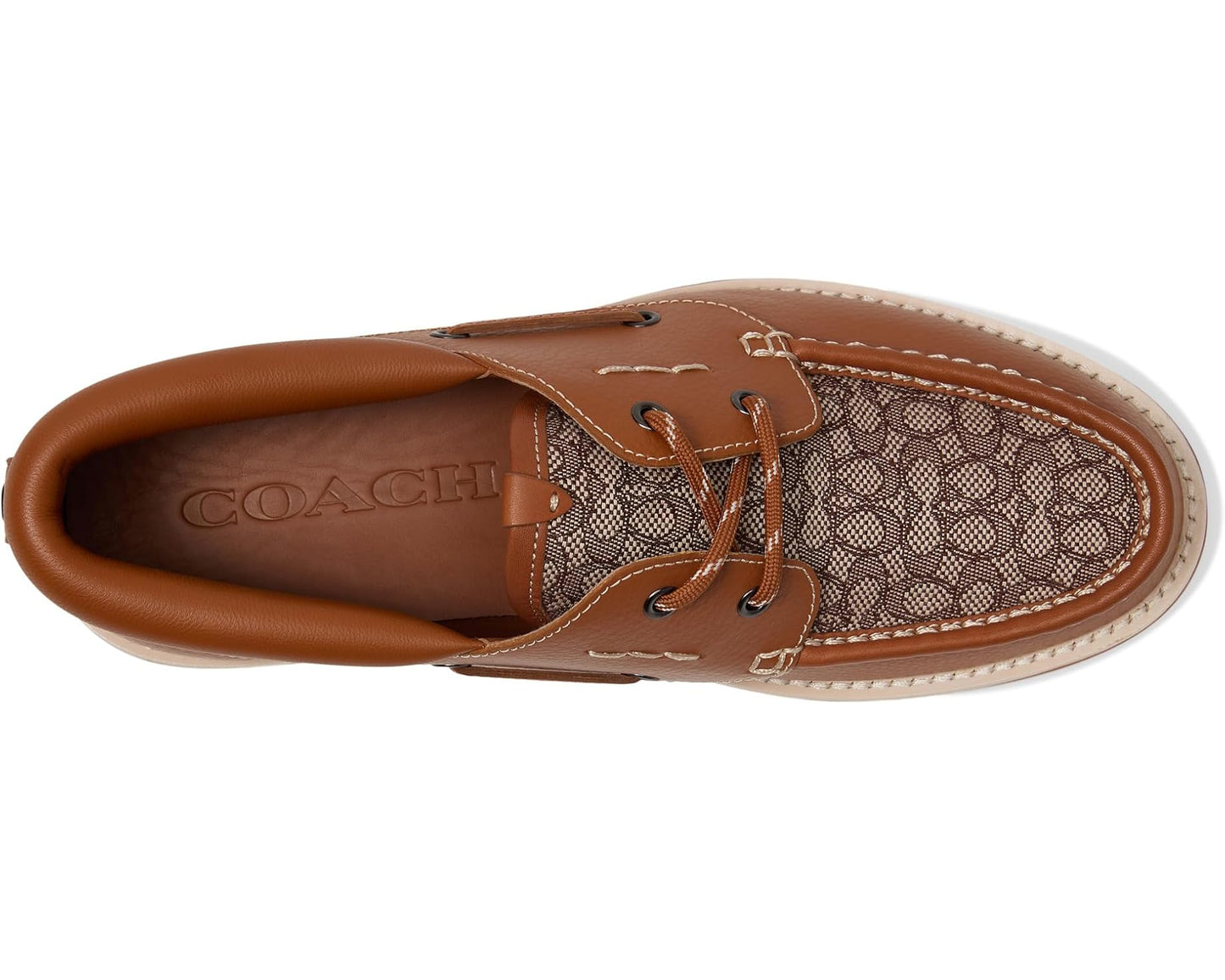 Men's COACH Benson Micro Signature Boat Shoe Burnished Amber