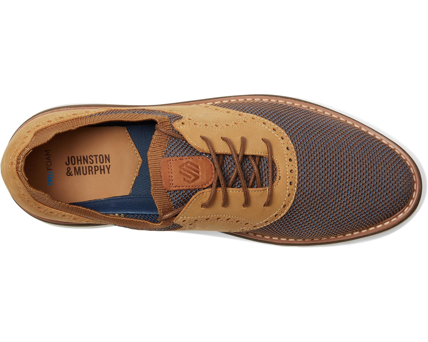 Men's Johnston & Murphy Braydon Saddle Tan Multi Knit/Tan Full Grain