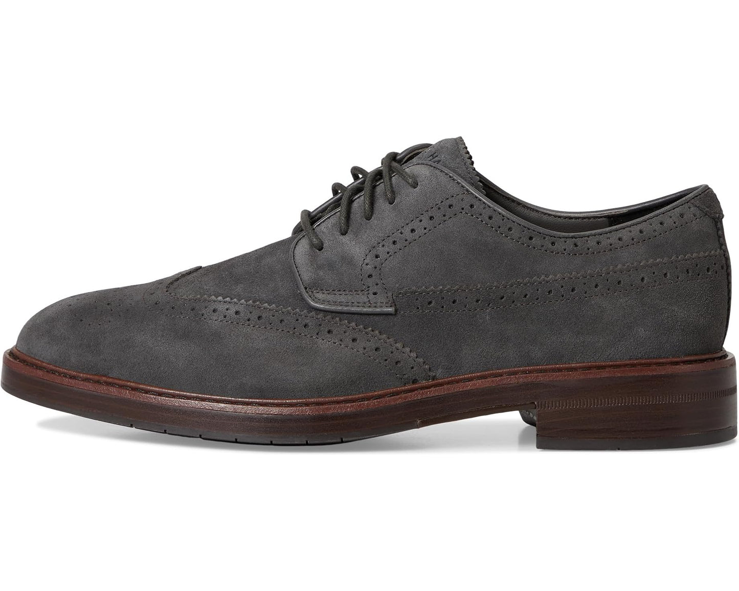Men's Cole Haan Judson Grand Wingtip Oxfords Raven Suede/Dark Natural