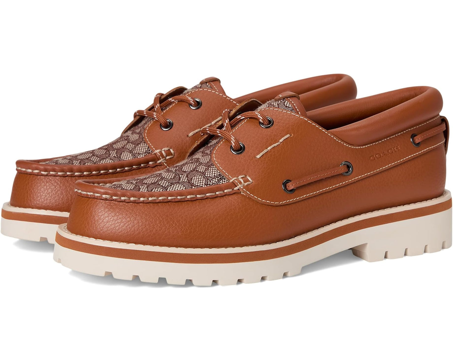Men's COACH Benson Micro Signature Boat Shoe Burnished Amber
