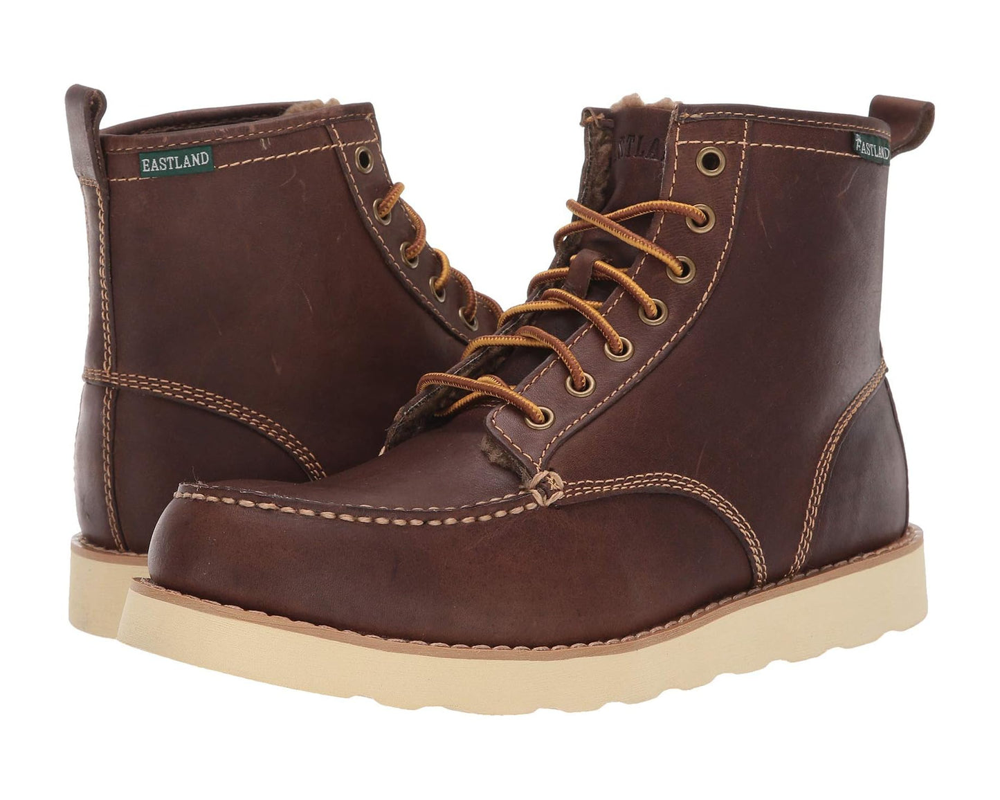 Men's Eastland 1955 Edition Lace Up Boots Shearling Lined Dark Tan
