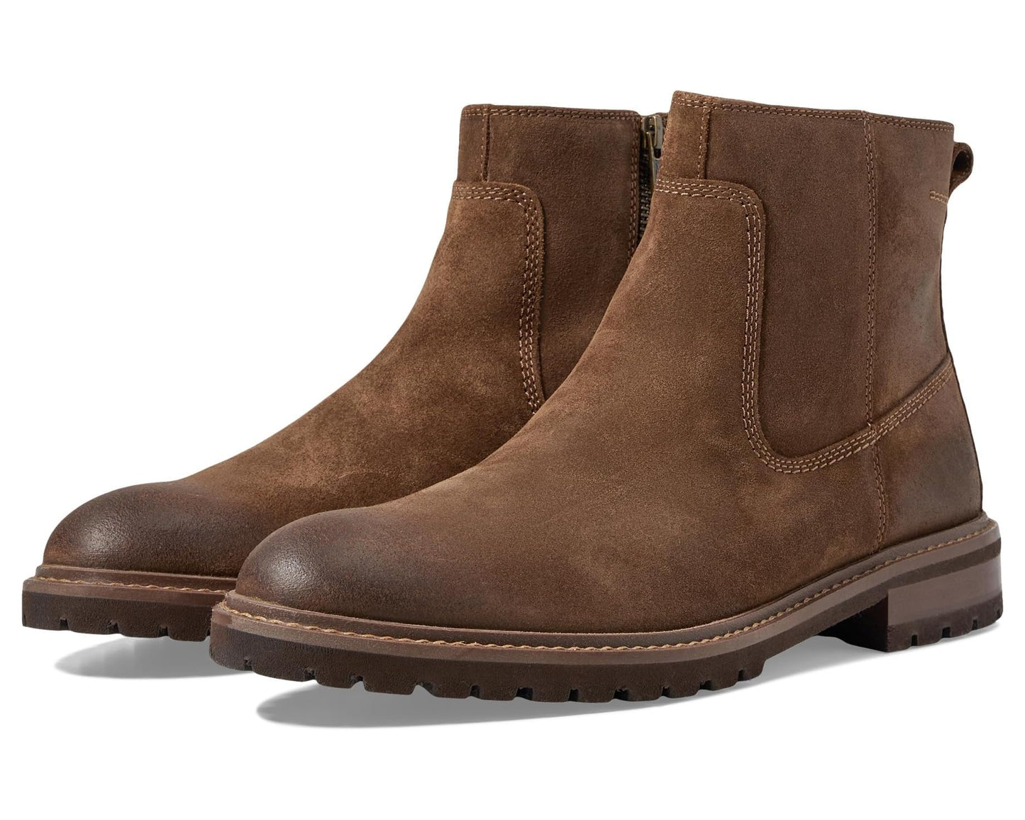 Men's Johnston & Murphy Barrett Zip Boots Brown Waxed Suede