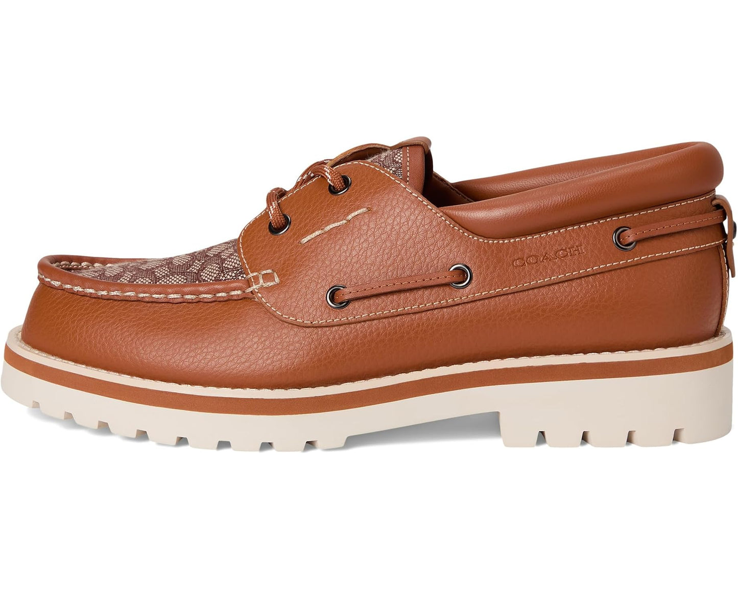 Men's COACH Benson Micro Signature Boat Shoe Burnished Amber
