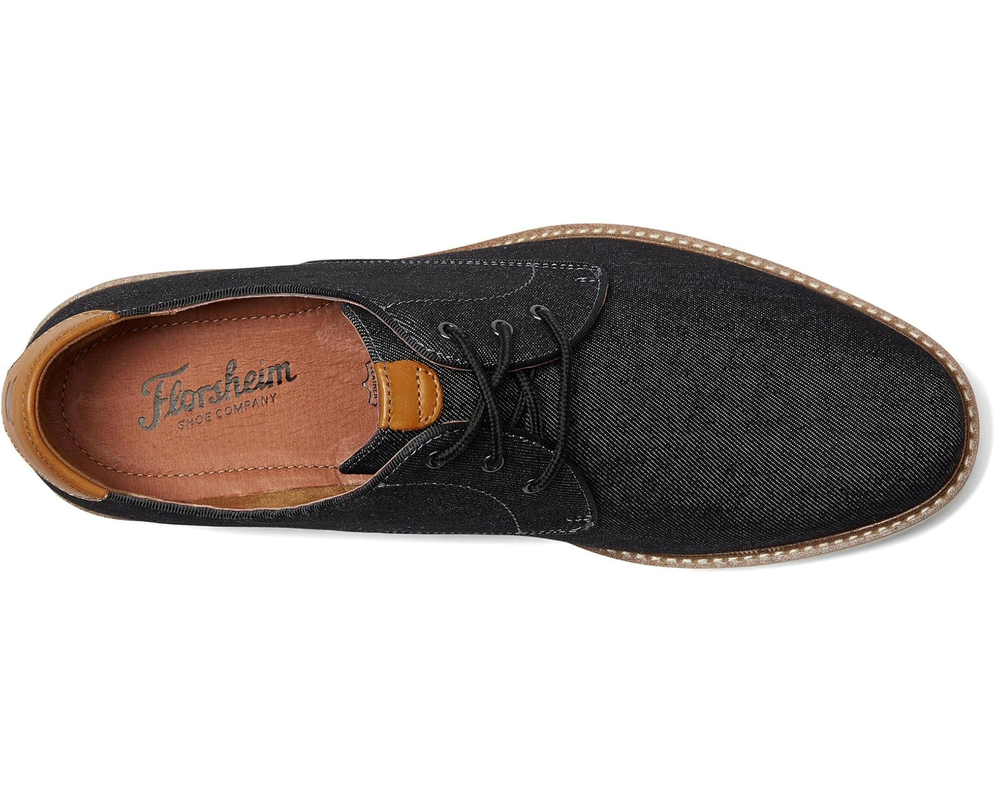 Men's Florsheim Highland Canvas Plain Toe Oxford Blalck Canvas/White Sole