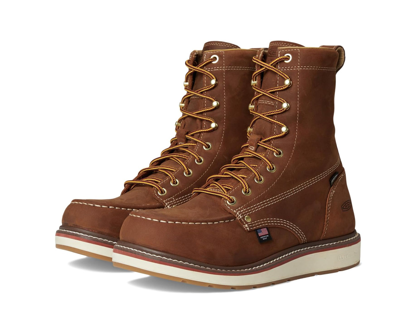 Men's KEEN Utility Liberty 8 Waterproof Boot (Soft Toe) Leather Brown/Birch