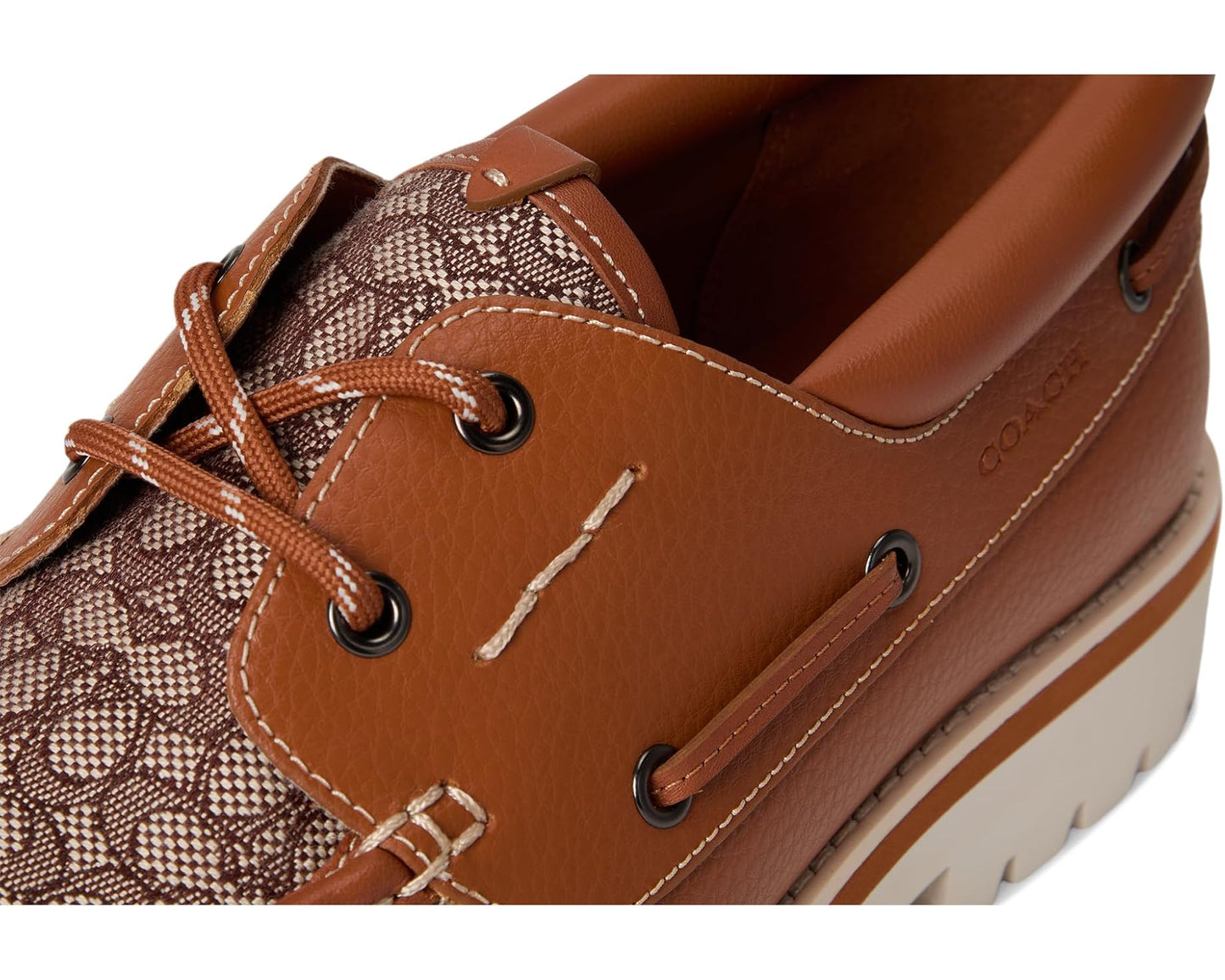 Men's COACH Benson Micro Signature Boat Shoe Burnished Amber