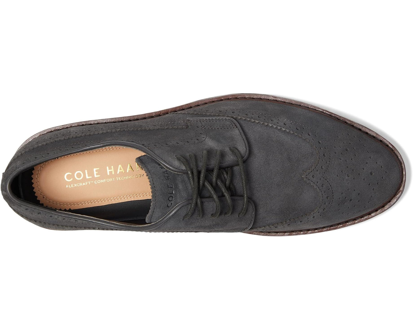 Men's Cole Haan Judson Grand Wingtip Oxfords Raven Suede/Dark Natural