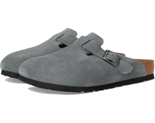 Men's Birkenstock Boston Soft Footbed - Suede Basalt Gray