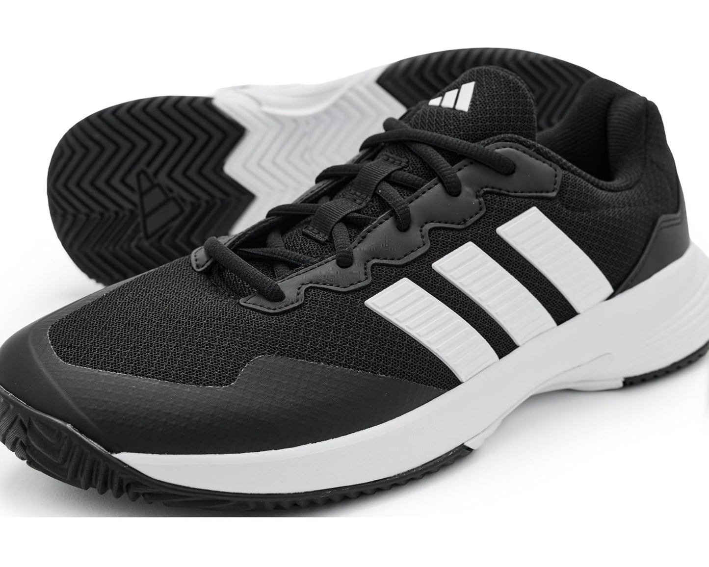 Men's adidas Gamecourt 2 Tennis Shoes Black/White/Silver Metallic