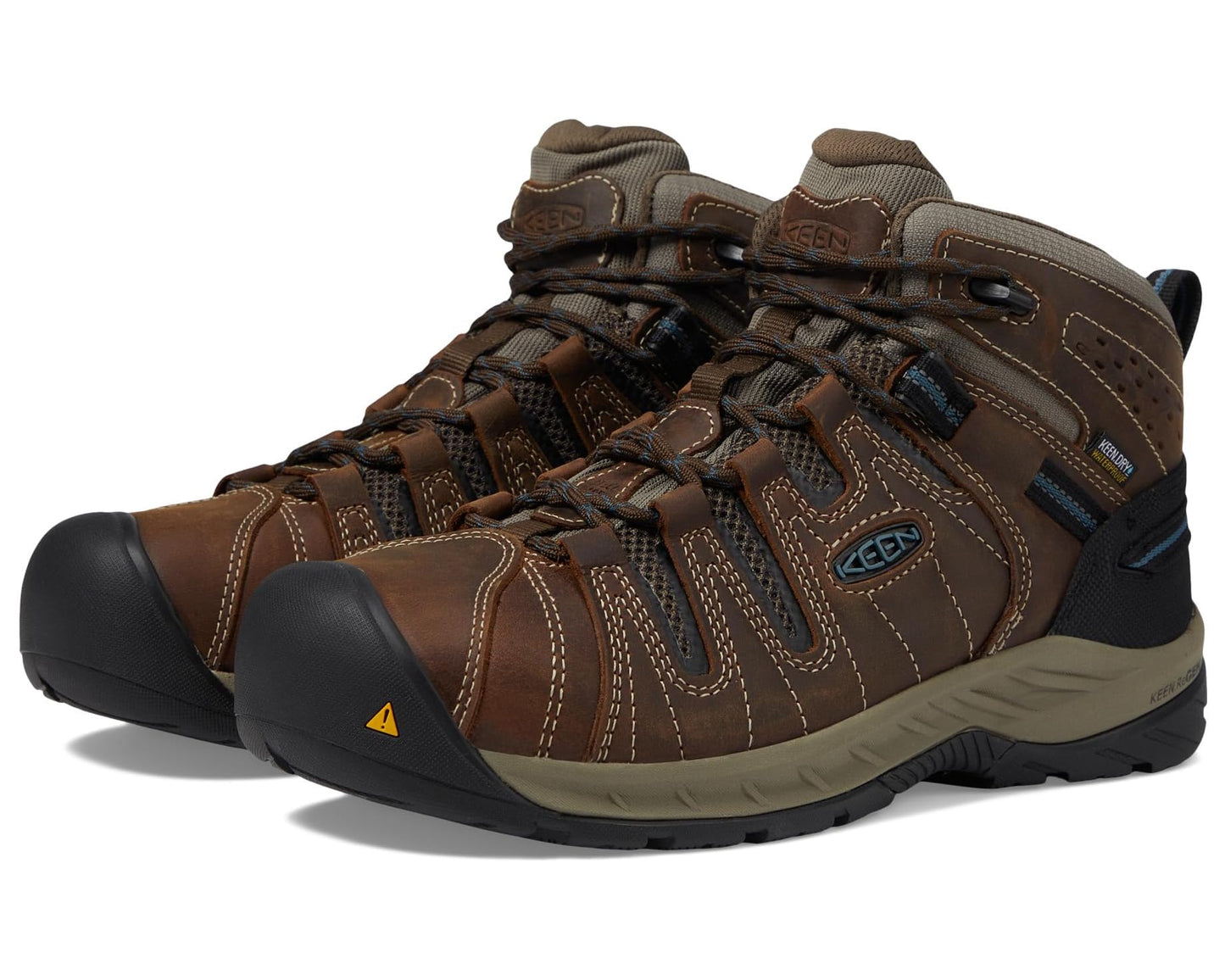 Men's KEEN Utility Flint II Mid Waterproof (Steel Toe) Cascade Brown/Orion Blue