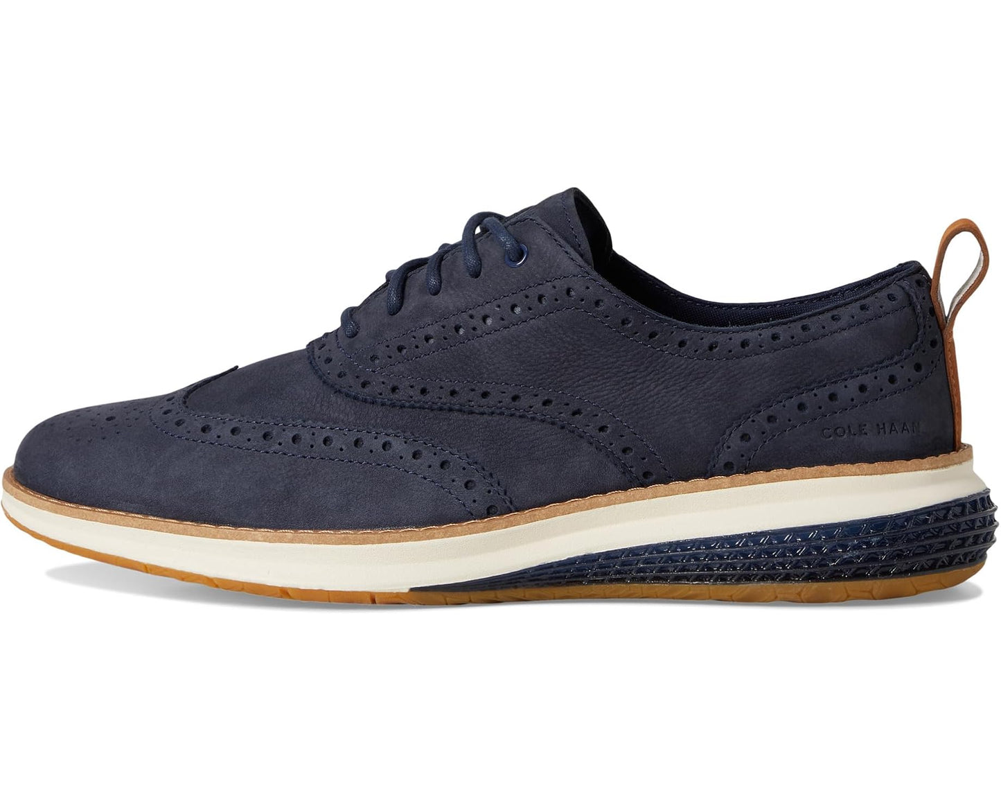 Men's Cole Haan Original Grand Energy Weave Wing Tip Oxford Navy Blazer Nubuck/Ivory